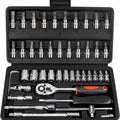Multi-Purpose 1/4 Inch Drive Socket Ratchet Wrench Set, 45 Pieces Socket Set with Bit Socket Set Metric and Extension Bar for Car Bicycle Motorcycle Repair and Home Use with Storage Case Tool Kit