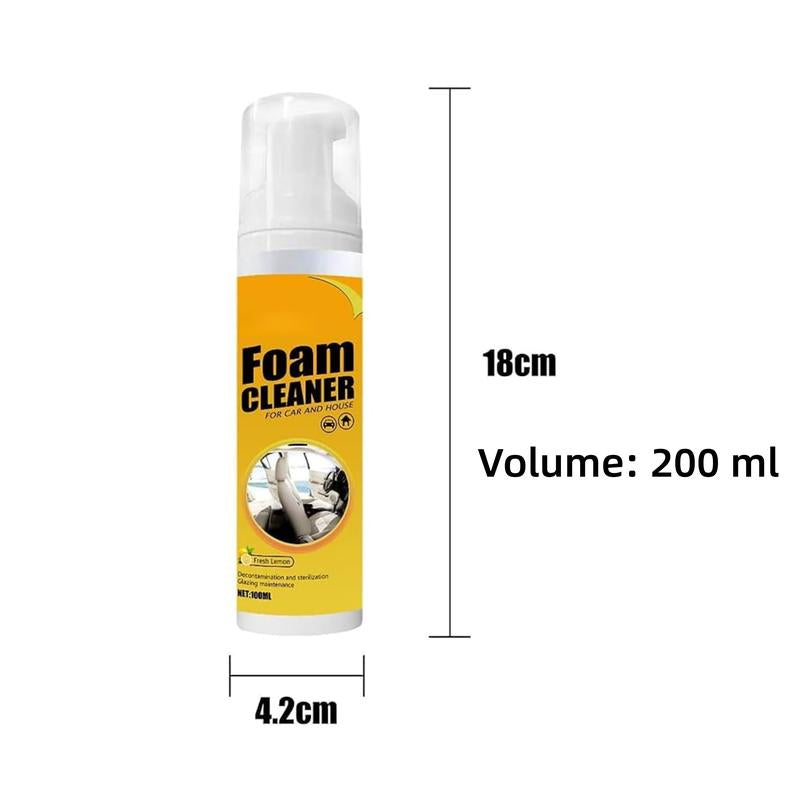 1-Bottle Foam Cleaner, Spray Foam Cleaner, Multi-Purpose Car Foam Cleaner, Lemon-Scented Car and Home Foam Cleaner, Powerful Kitchen and Car Stain Remover Spray (200Ml)