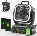 30000Mah Rechargeable Camping Fan with LED Light, Portable Multifunctional Fan with 360° Swivel Hook, Oscillating Emergency Camping Fan for Indoor, Outdoor, Tenting, Traveling