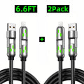 [Buy 1 Get 1 Free] 6.6Ft 4-In-1 Multi USB Charging Cable with USB A,Type C,Lightning-Max65W Fast Charging & Data Sync for Iphone16/15,Ipad Pro, Fast Charger Usb Cable 4-In-1 Fast Breathing Light -Max 1 Usb-C Data 4 1 Charging Cable