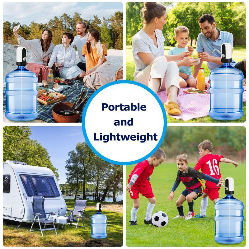 Water Dispenser for 5 Gallon Bottle - Rechargeable Water Pump for 5 Gal Jug, Bpa-Free, Food Grade Silicone Hose, Stainless Steel Spout - 30-40 Days Battery Life, Easy One Switch Operation for Kitchen Outdoor Camping Office