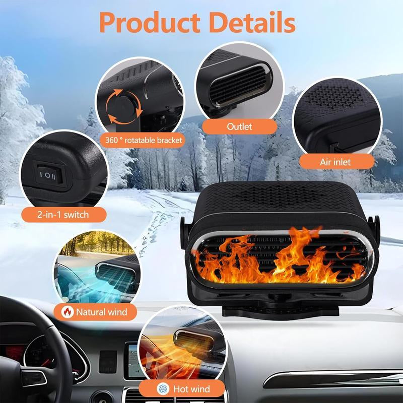 12V Car Heater & Defroster — Instant High-Power Heat, Fast Windshield Defogging, 360° Rotation, Plugs into Cigarette Lighter. Perfect Valentine’S Gift