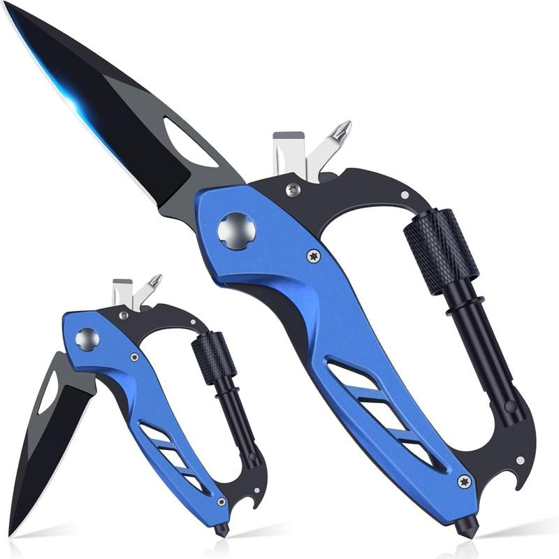 EDC Folding Pocket Knife with Multitool Carabiner – Survival Carabiner Featuring Bottle Opener, Window Breaker & Screwdriver, Compact Gear for Camping, Hiking & Everyday Carry