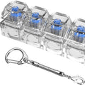 Keyboard Fidget Toys for Adult,Keyboard Fidget Keychain,Fidget Clicker with LED Light,4 in 1 Mechanical Fidget Keyboard for Release Stress,Easter Gifts,Birthday Gifts,Clear Blue
