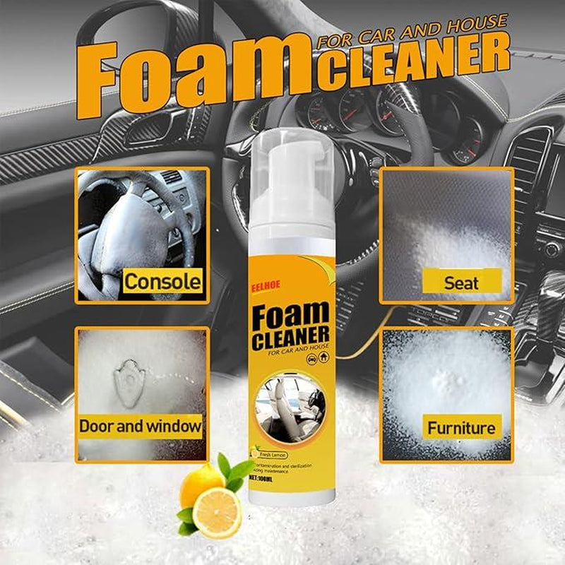 1-Bottle Foam Cleaner, Spray Foam Cleaner, Multi-Purpose Car Foam Cleaner, Lemon-Scented Car and Home Foam Cleaner, Powerful Kitchen and Car Stain Remover Spray (200Ml)